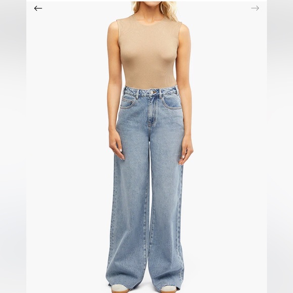 WeWoreWhat - Muscle Tank Rayon Rib Bodysuit - Oat XL - Picture 10 of 11